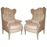 Pair of Italian Cane Arm Chairs