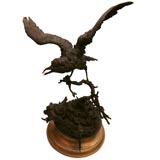 FRENCH BRONZE BY F. PAUTROT, OF A BIRD WITH FISH