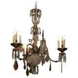 THREE ARM GASOLIER CHANDELIER WITH CRYSTAL