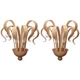 PAIR OF MURANO SCONCES WHITE WITH A 24K GOLD WASH