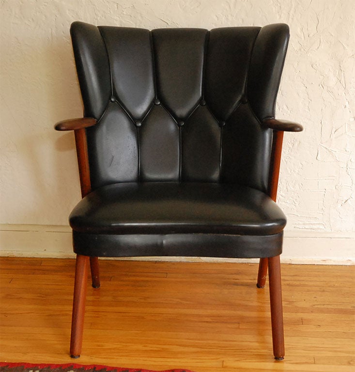 Single Rosewood Vinyl Armchair