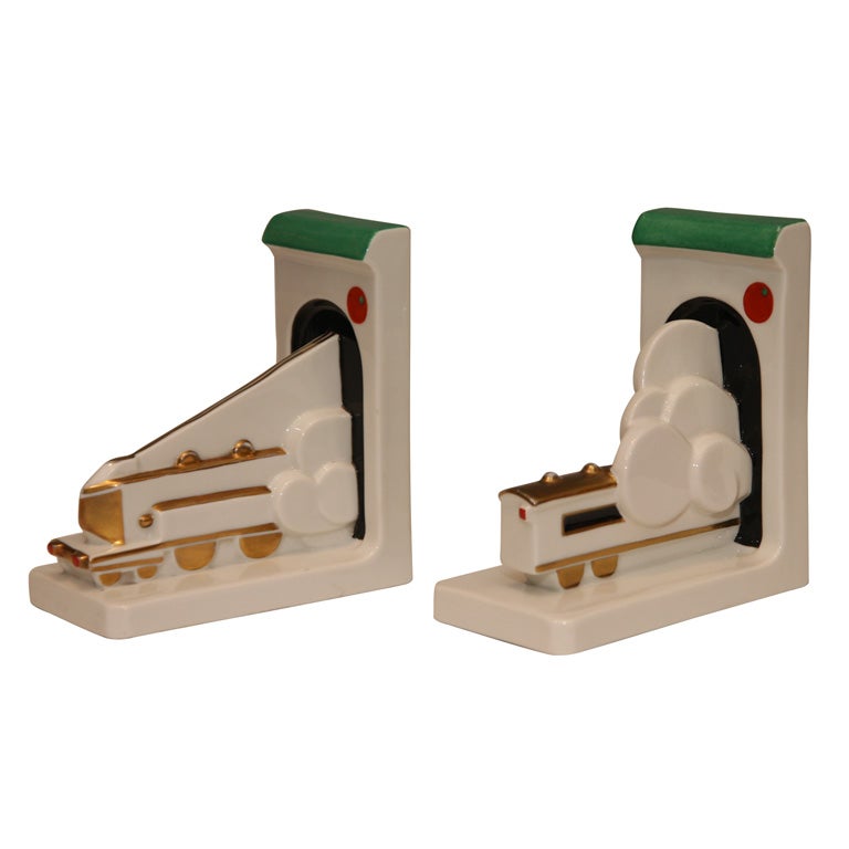 Art Deco Train Bookends by Robj, Paris For Sale