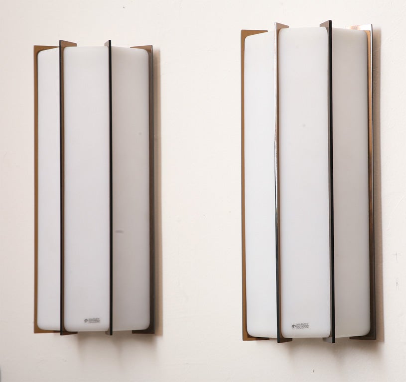 PAIR 2 LIGHT WALL SCONCES BY HARVEY GUZZINI