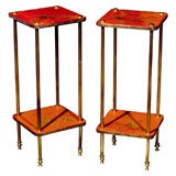 Pair Chinoiserie Tables 2 Tier Stands