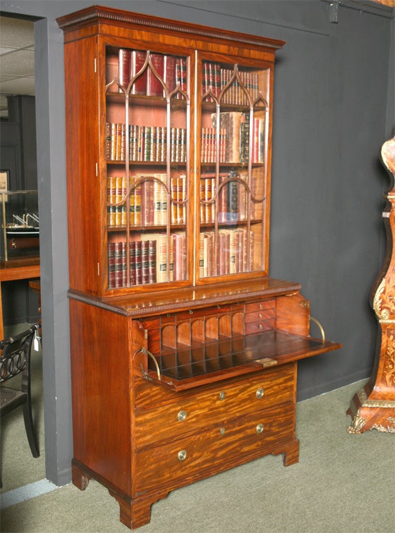 A superb English secretaire bookcase in mahogany.