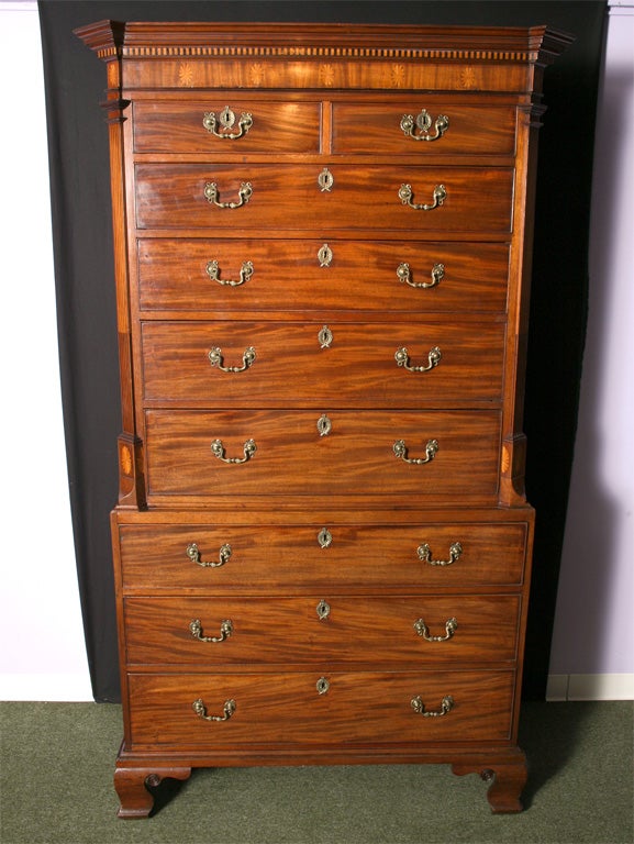 A Fine quality Channel Islands chest on chest in mahogany