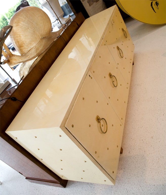 Mid-20th Century Studded  Parchment Credenza by Aldo Tura