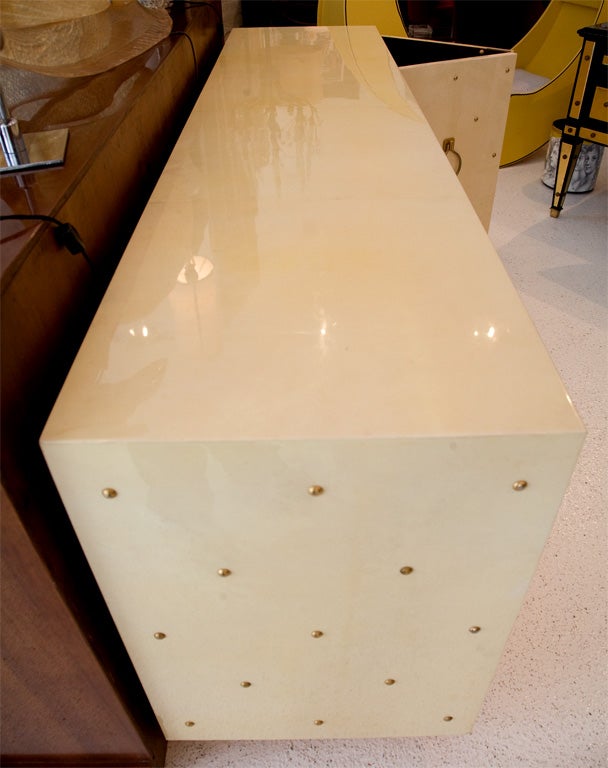Studded  Parchment Credenza by Aldo Tura 1