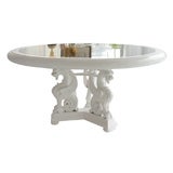 Walnut and White Lacquer Neoclassical Pedestal Table