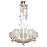ANTIQUE "F & C OSLER" NEOCLASSIC FROSTED GLASS CHANDELIER