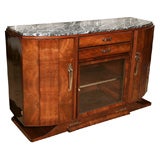 FRENCH ART DECO EXOTIC WALNUT W/ MARBLE SIDEBOARD/ BUFFET