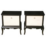 PAIR FRENCH ART DECO PARCHMENT NIGHTSTANDS