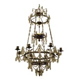 Antique 8053  A BRONZE DORE` AND CRYSTAL CHANDELIER C. 1830