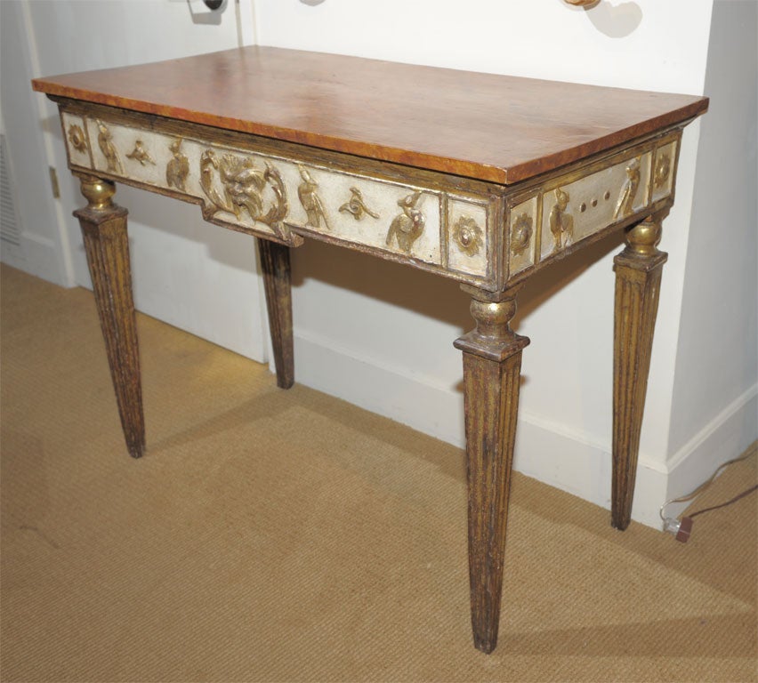 Gilt Italian Neoclassical Console In gilt Mecca with paint.  Circa 1800