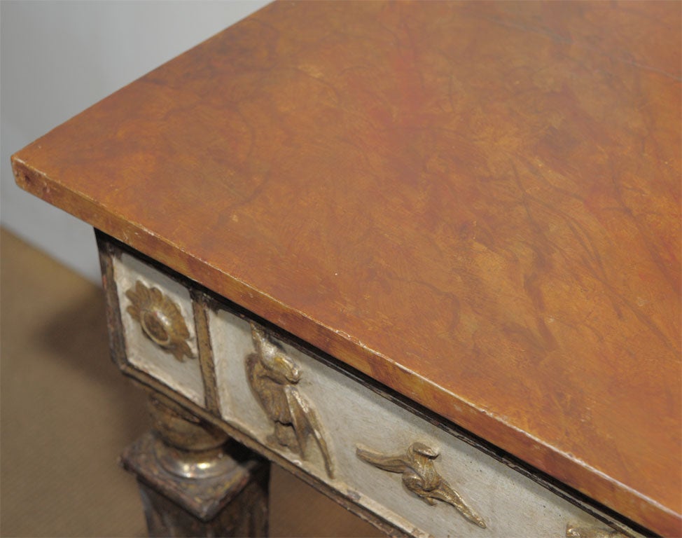 Italian Neoclassical Console In gilt Mecca with paint.  Circa 1800 In Good Condition In San Francisco, CA
