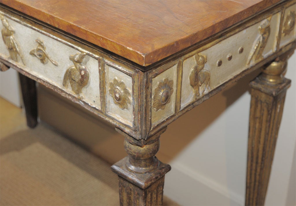 Italian Neoclassical Console In gilt Mecca with paint.  Circa 1800 1