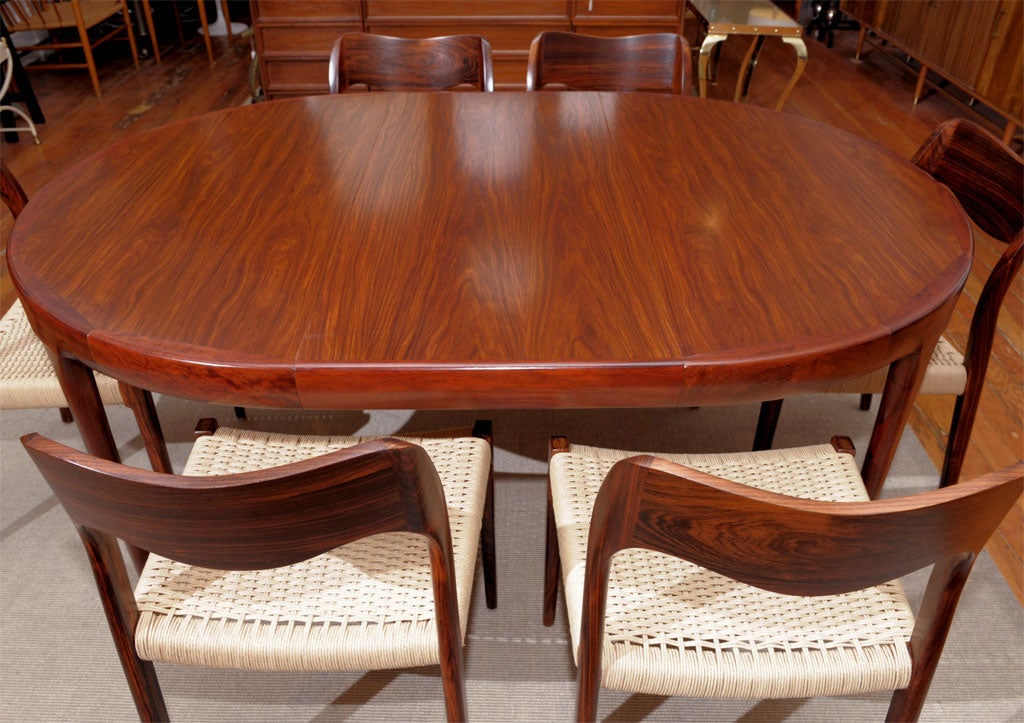 Danish Modern Rosewood Dining Table and Chairs 1