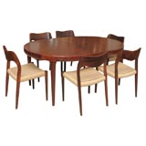 Danish Modern Rosewood Dining Table and Chairs