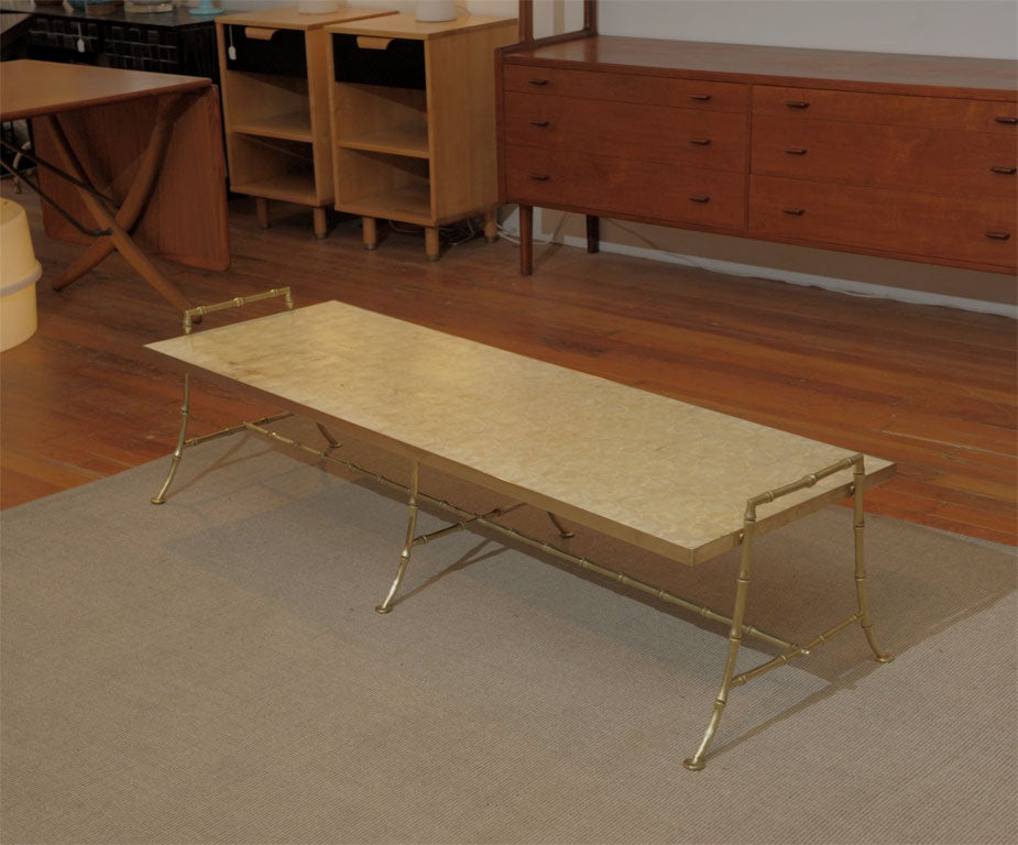 Chic Capiz Shell Faux Bamboo Cocktail Table