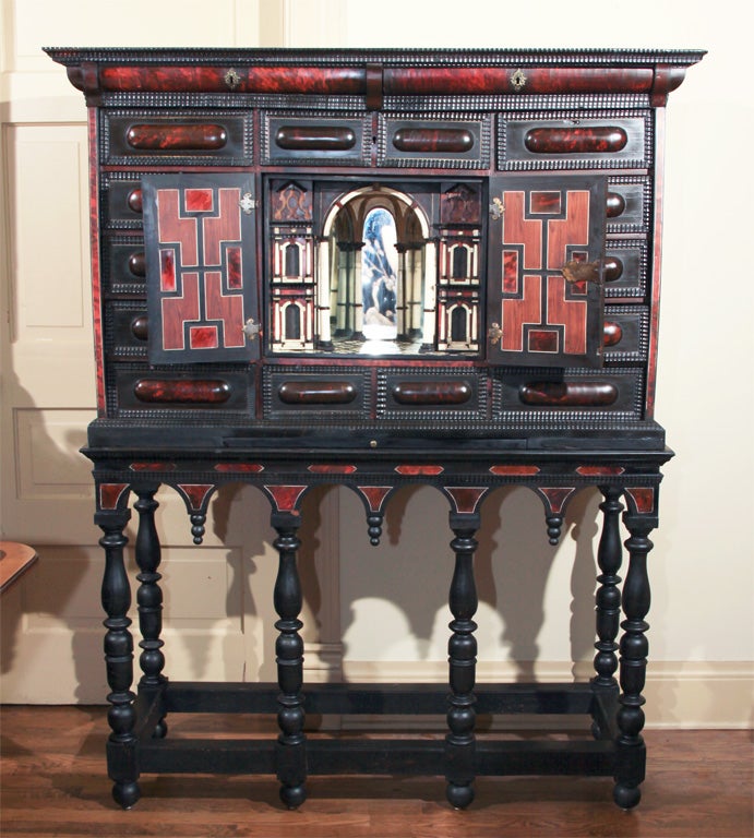 Spanish Red Tortoiseshell Cabinet on Stand.