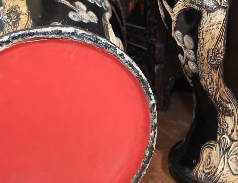 Very Large pair of Japanese Lacquer Urns - Over 4 feet tall! For Sale 1