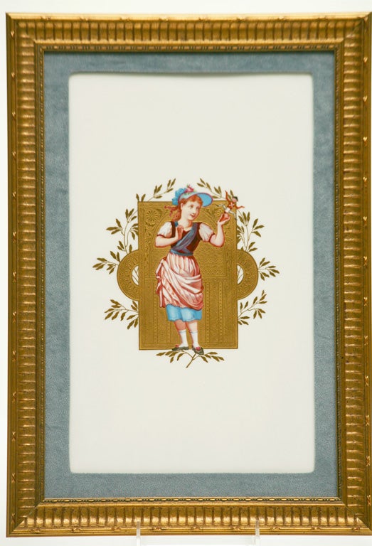 Paar signierte Allen Wedgwood handbemalte Porzellanplaketten von Kindern (Spätes 19. Jahrhundert) im Angebot