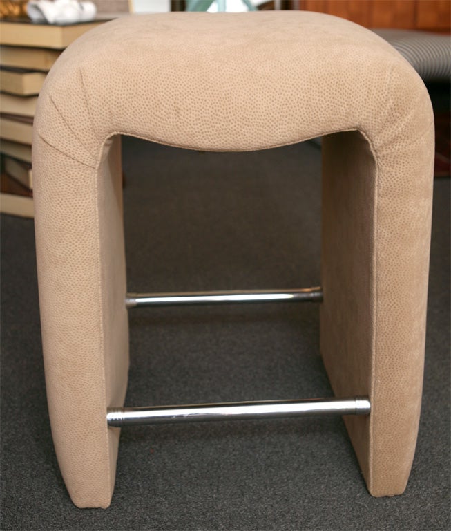 Luxe Modern Faux Ostrich Upholstered Stools in the style of Karl Springer 1