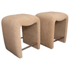 Luxe Modern Faux Ostrich Upholstered Stools 6
