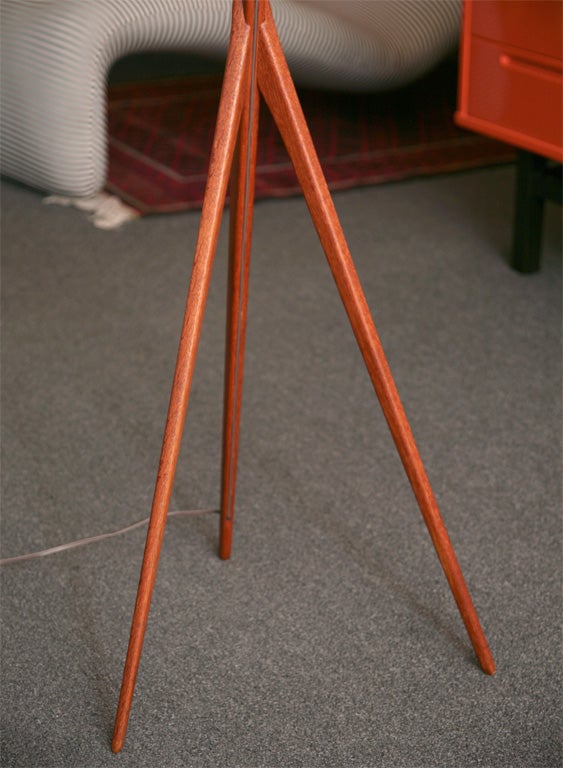 Rare Luxus Teak Tripod Floor Lamp Sweden 1