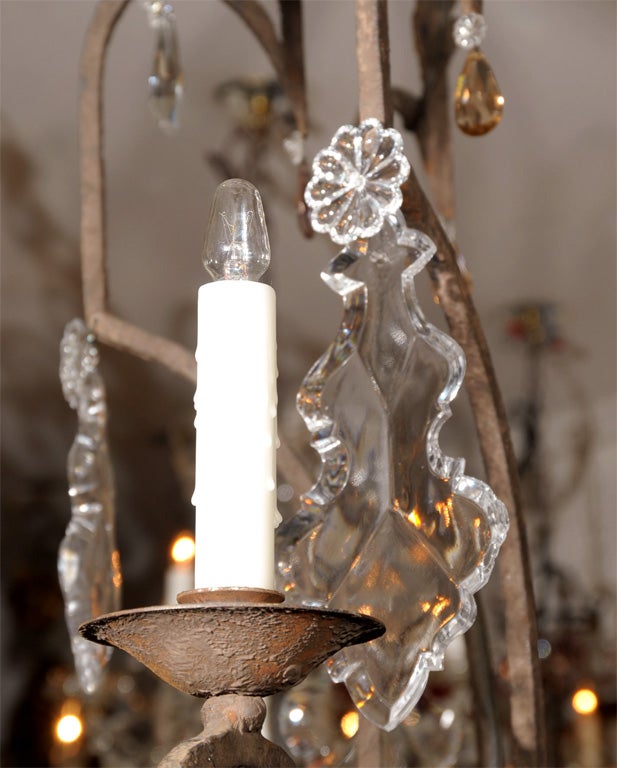 Iron and Crystal Chandelier