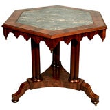 American Mahogany  & Marble Gothic Center Table