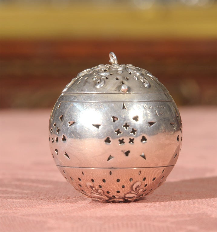 A n antique sterling tea ball made circa 1900