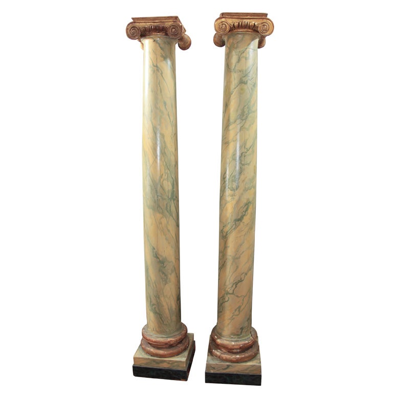 Pair of painted columns For Sale