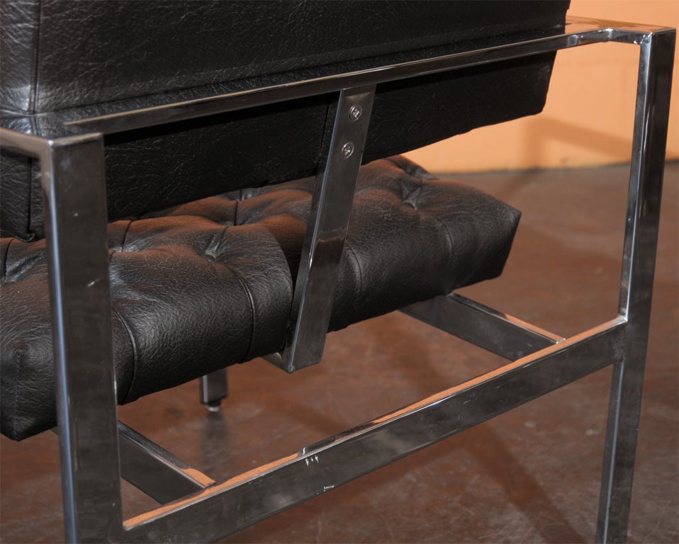 Paire de fauteuils de salon en cuir Milo Baughman pour Thayer Coggin Bon état - En vente à Pasadena, TX