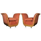Pair of Art Deco Zebrawood Lounges