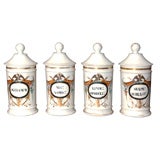 Set of Four Old Paris Apothecary Jars