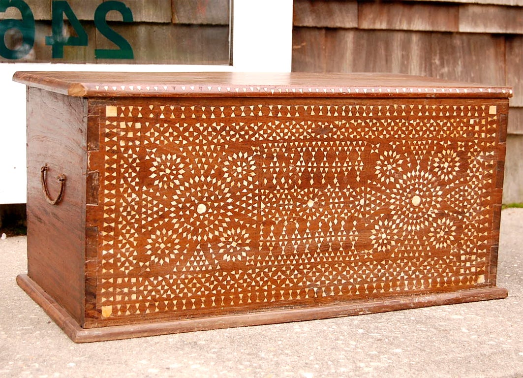 Indonesian Colonial Inlaid Trunk For Sale