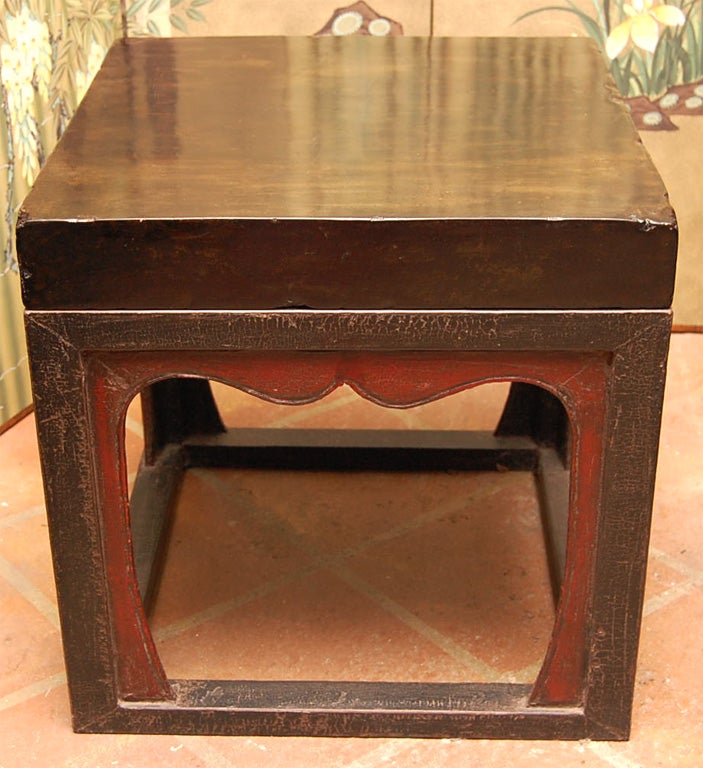 Mid 19thC. Q'ing Dynsty Stone Topped Lacquered Caligraphy Table In Excellent Condition For Sale In East Hampton, NY