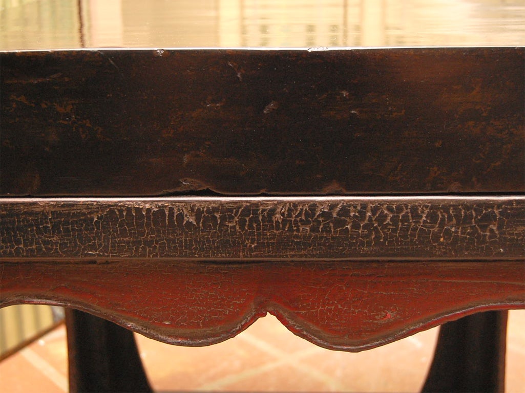 Mid 19thC. Q'ing Dynsty Stone Topped Lacquered Caligraphy Table For Sale 1