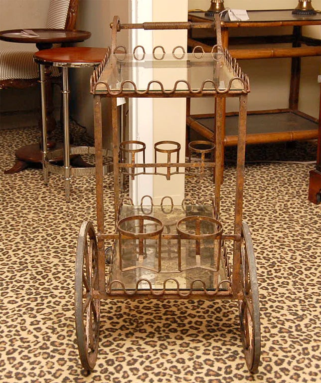 Iron Tea Cart In Excellent Condition In Southampton, NY