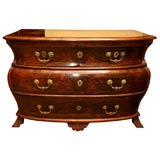 French Regence` Inlaid Walnut Bombe Commode, signed Jean Bernard