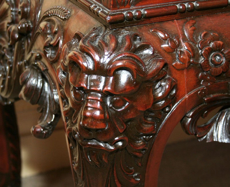 Mahogany GEORGE II STYLE CARVED MAHOGANY CONSOLE WITH WINGED CHERUBS AN