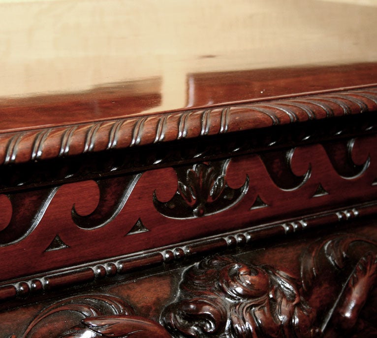 GEORGE II STYLE CARVED MAHOGANY CONSOLE WITH WINGED CHERUBS AN 3