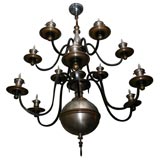 Antique A two-tiered Flemish Baroque style chandelier