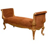 Antique 19th Century Italian Gilded Settee with Scrolled Arms and Legs