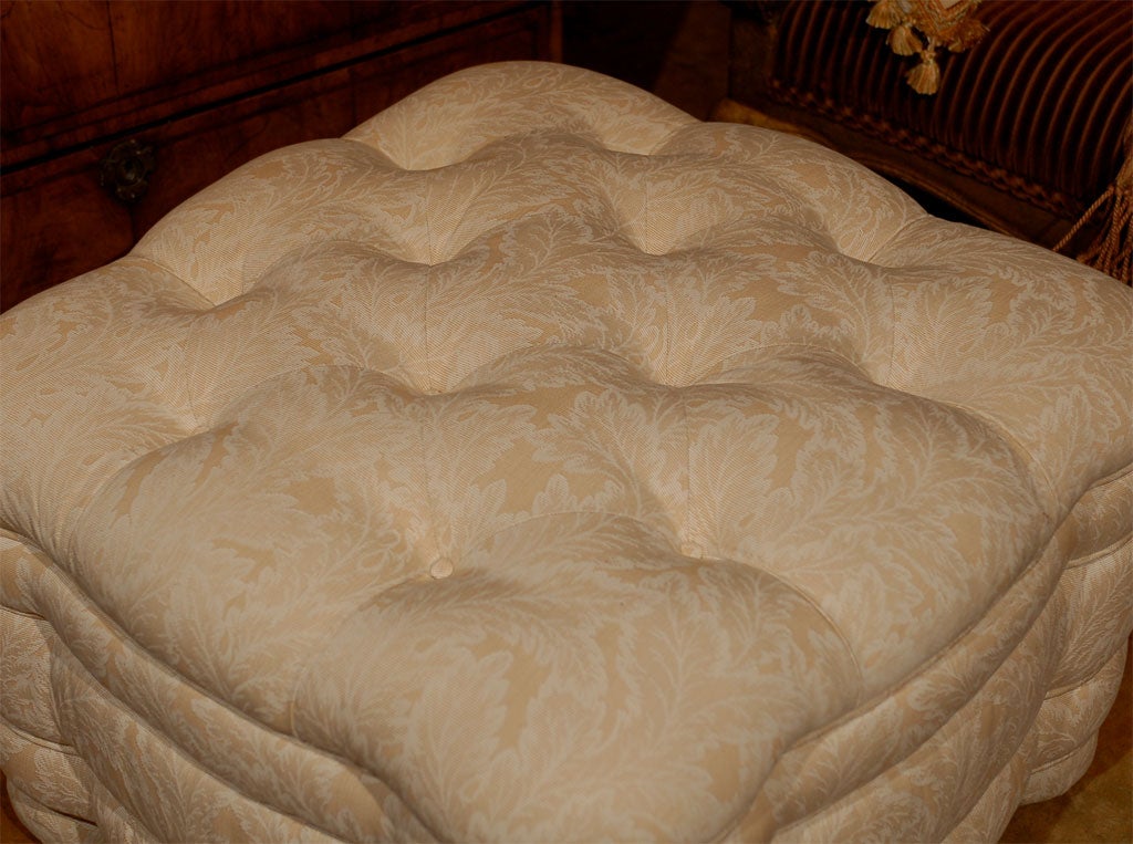 Lee Jofa Tufted Ottoman on Upholstered Bun Feet 3