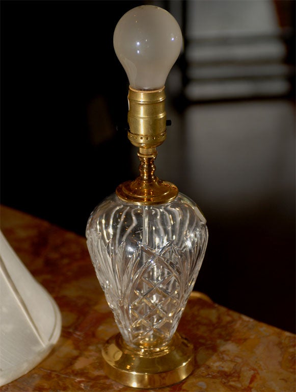 Irish Small Waterford Crystal and Brass Kilkenny Lamp