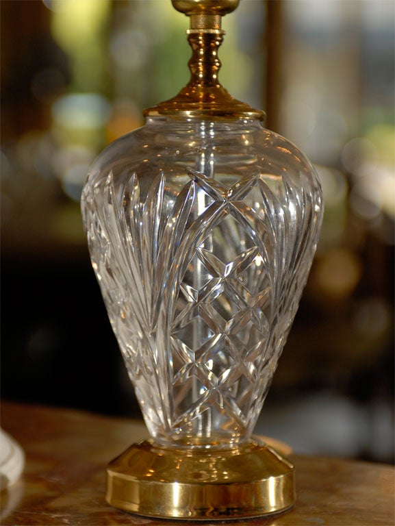 Contemporary Small Waterford Crystal and Brass Kilkenny Lamp