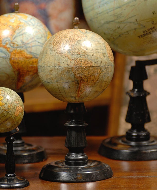 Wood Collection of Papier Mache Terrestrial Globes, c. 1880-1900
