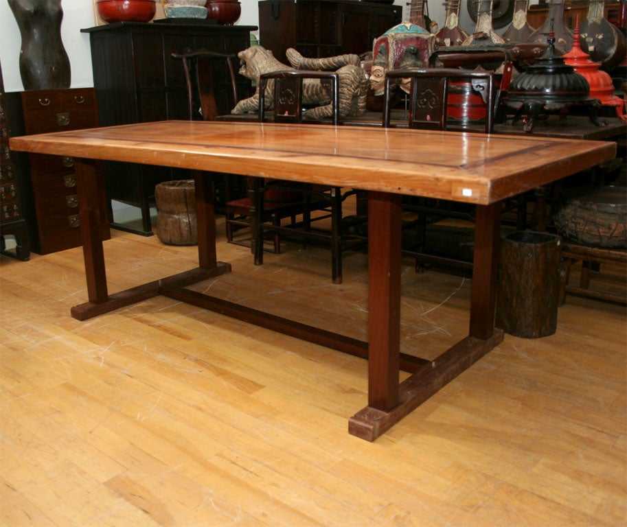 Ironwood Plank Table with Rosewood Inset Border.